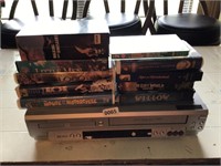 DVD / VCR combo and 10 movies