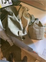 Old army bag and canteen