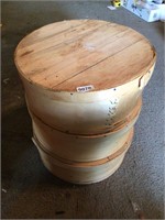 3- wooden round cheese boxes
