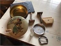 Vintage container, razors, and lot