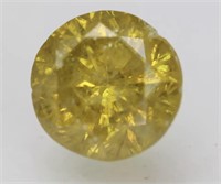 Certified 2.28 ct Round Brilliant Yellow Diamond