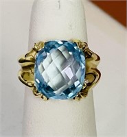 14k Yellow Gold Swiss Blue Topaz Ring