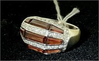 18k White Gold Garnet & Diamond Ring
