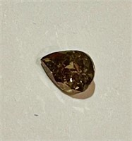 Certified 0.87 ct Pear Natural Yellowish Brown