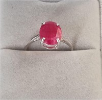 4.05 Oval cut Ruby Solitaire Ring