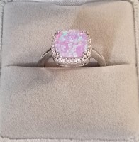 Cushion Cut 3 ct. pink opal ring