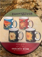 Set 4 brand new Cracker Barrel Ceramic Mugs