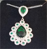 Emerald Cartier Style Pendant Necklace