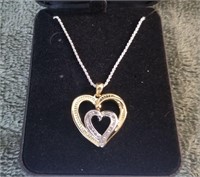Double silver & gold Sweetheart Necklace
