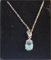 Teal Topaz Solitaire Necklace