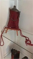 Beaded red hand bag with sash