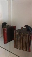 Cast metal antique parrot bookends