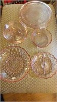 5 pieces of pink Depression glass