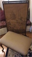 Antique tapestry room divider and foot stool