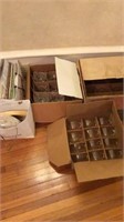 52 punch glasses and 2 bags of cross stitch