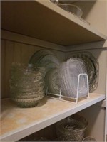 Cut glass plates, bowls, and serving round plates
