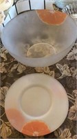 Fruit salad bowl and 4 plates