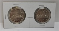 2 UNC CANADA SILVER ONE DOLLAR COINS 1952 MS-65