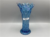 Dugan 8.5" celeste blue Big Basketweave vase.