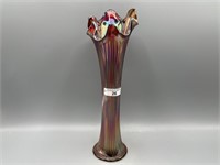 Fenton 10.5" brick red Fine Rib vase