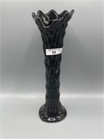 Fenton 10" black amy. Rustic vase. NOT Carnival.