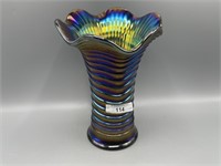 Imp. 8.5" elec. purple Ripple squatty vase. Super!
