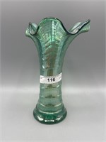 Imp. 6.25" helios Ripple vase. Does glow very