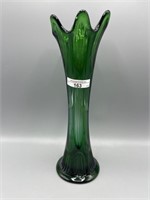 Fenton 11" olive green Diamond Rib vase.