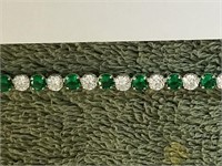 Emerald and White Sapphire Bracelet