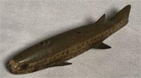 Folk Art Wooden Fishing Lure w metal fins 4.75in