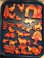 Hand Carved wooden BarnYard Toys