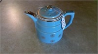 HALL COFFEE POT - BLUE W/ GOLD TRIM