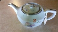 HALL COFFEE POT - IVORY W/ PURPLE, PINK & ORANGE