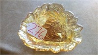 AMBER CARNIVAL GLASS TRIANGLE NUT DISH