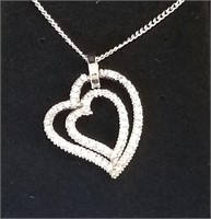 double heart white sapphire sweet hear necklace