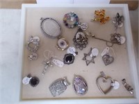 18 Pieces W/Sterling Pins, Etc.