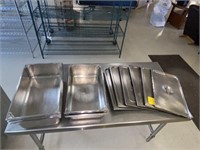 5- Stainless Steel Warmer Trays w/ 6- Lids