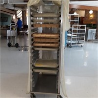 69" T covered tray storage cart