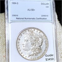 1884-S Morgan Silver Dollar NNC - AU58+