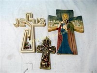 3pc Nativity Theme Wall Crosses