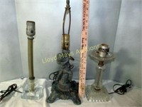 3pc Vintage & Antique Accent Lamps