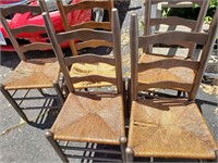 5 ladder back cane bottom chairs