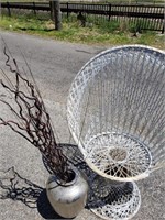 wicker chair and planter