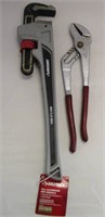 18" Aluminum Husky Pipe Wrench & Large Pliers