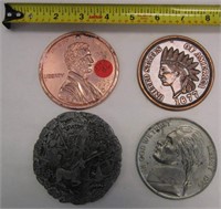 3 Large Souvenir Coins & Unicorn Disc