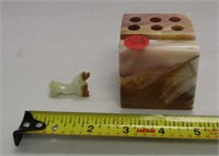 Marble Pencil Holder & Mini Carved Dog
