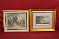 Two Antique Hand Colored Engravings, "Lady &