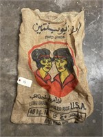 Two girls burlap bag