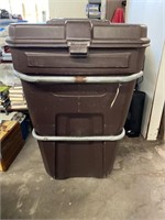 Large brown trash can