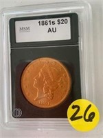 1861 Twenty Dollar Gold Coin